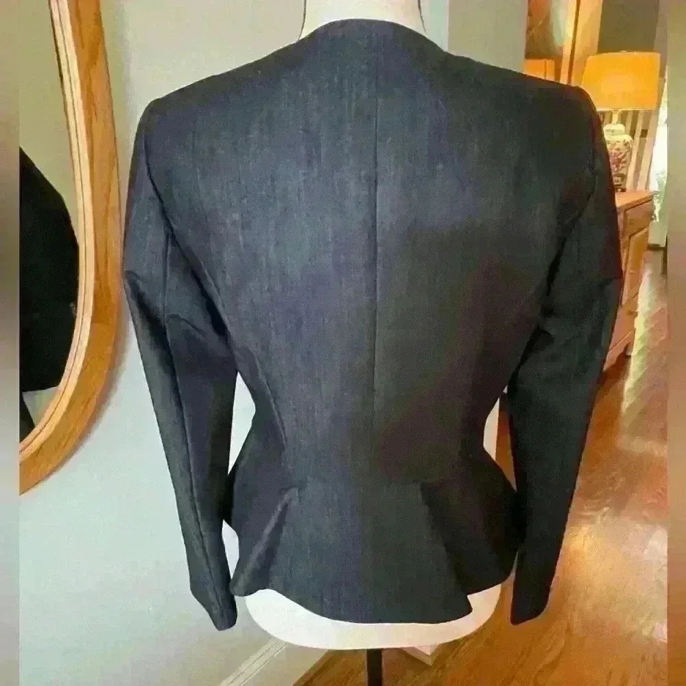 Calvin Klein Navy Blue Blazer Size 4 Zip Pockets - Picture 7 of 9